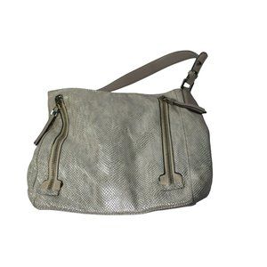 Sondra Roberts Squared Faux Snakeskin Gray Hobo Handbag Purse‎